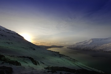 The nature of the Faroe Islands on a winter day in the north Atlantic 