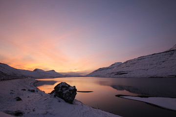 The nature of the Faroe Islands on a winter day in the north Atlantic 