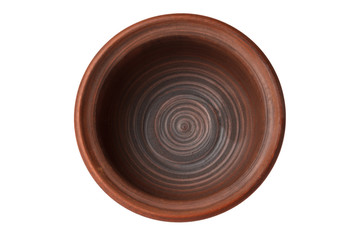 Clay bowl on a white background
