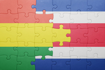 puzzle with the national flag of costa rica and bolivia