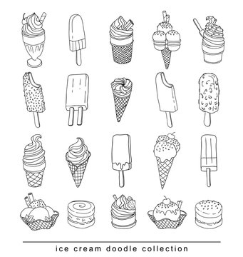 Icon of ice cream with cone, vector illustration.