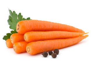 Sweet raw carrot tuber isolated on white background cutout