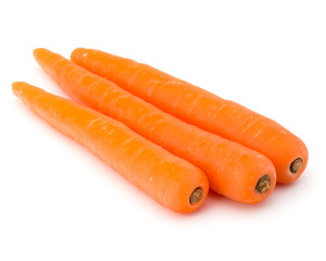 Sweet raw carrot tuber isolated on white background cutout