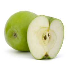Green sliced apple isolated on white background cutout