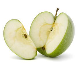 Green sliced apple isolated on white background cutout