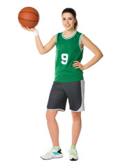 Naklejka premium Young girl basketball player