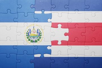 puzzle with the national flag of costa rica and el salvador