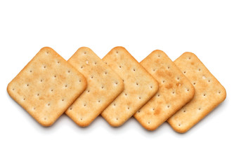 Dry cracker cookies isolated on white background cutout