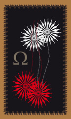 Tarot cards - back design.  Figure four - symbol of death