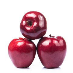 Fresh red apples on white background