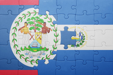 puzzle with the national flag of el salvador and belize
