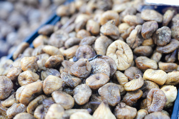 Dried figs packed, close up