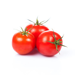 tomatoes on the vine isolated on white