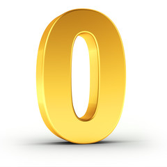 The number zero as a polished golden object with clipping path - obrazy, fototapety, plakaty