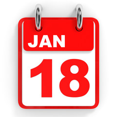 Calendar on white background. 18 January.