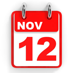 Calendar on white background. 12 November.