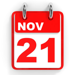 Calendar on white background. 21 November.