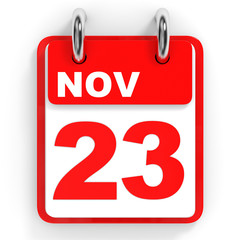 Calendar on white background. 23 November.