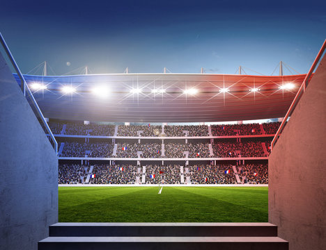 Stadion Frankreich Durchgang farbiges Licht
