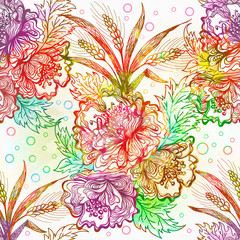 Seamless pattern with abstract flowers. Vector, EPS 10