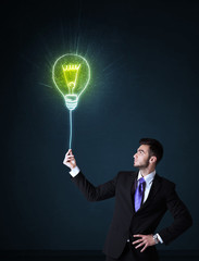 Businessman with an idea bulb