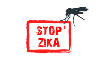 Stop Zika Stamp and Mosquito sucking blood - 102017953