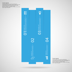 Bar infographic template vertically divided to four blue parts