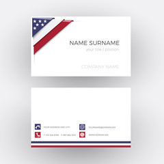 Vector Abstract Corner with American flag. Business card