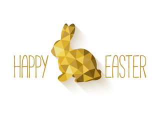  Happy Easter banner in low poly triangle style. 