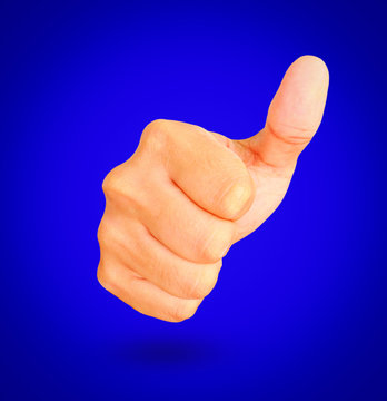 Thumbs Up on blue background