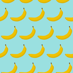 Colorful seamless pattern of  bananas. Vector illustration of summer fruits. Eco food illustration.