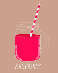 Fresh Raspberry Smoothie. Healthy Food. Vector Illustration