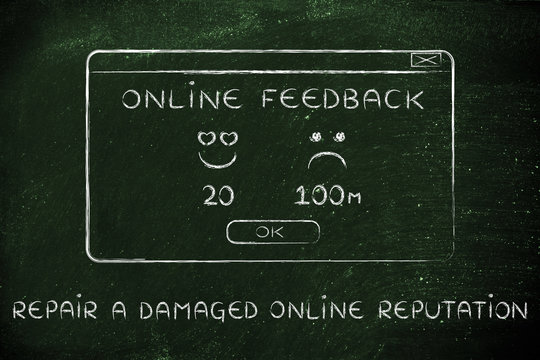 online feedback pop-up window with text Repair a damaged online