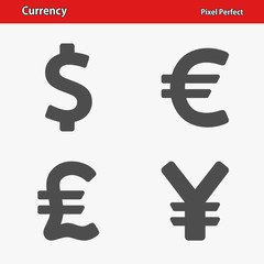 Currency Icons. Professional, pixel perfect icons optimized for both large and small resolutions. EPS 8 format.