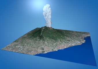 Vulcano Vesuvio vista satellitare, eruzione, 3d, Italia Campania