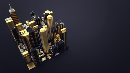 Gold City (3d Illustration with copyspace)