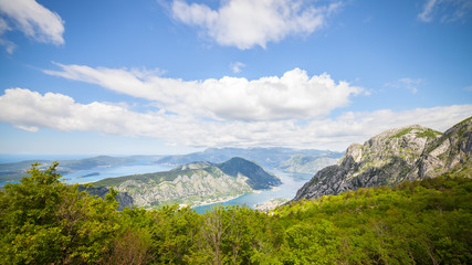 Lovcen national park. Mountain view on the Bay of Kotor. 