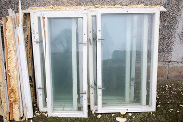 dismantled the old wooden window frames