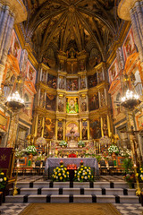Fototapeta na wymiar Altar of the Royal Monastery of Santa Maria de Guadalupe, province of Caceres, Spain