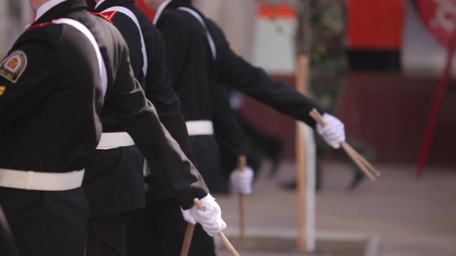 Cadets marching with drums