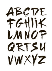 Hand drawn alphabet in retro style. ABC for your design. Letters of the alphabet written with a brush. 