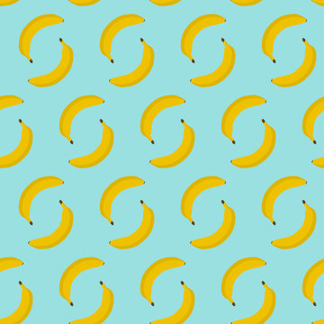 Colorful seamless pattern of  bananas. Vector illustration of summer fruits. Eco food illustration.