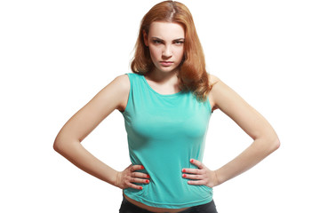 angry suspicious young woman