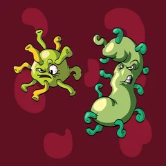 Fotobehang Vector cartoon illustration of viruses. © philllbg