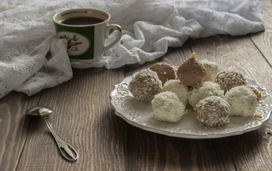candy cottage cheese and coconut and cocoa with nuts