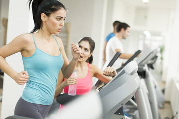 Fototapeta premium Young people training in the gym