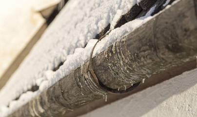 Old Gutter with Snow