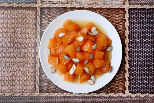 Stove Pumpkin With Seed On A Dish