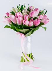 Obraz premium close-up of a Sweet tender spring bouquet bridal bouquet of tul