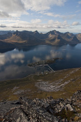 Norway, fjord / There are mountains plunging into the sea from hundreds of metres, fjords, tall mountain peaks, northern lights and midnight sun. 